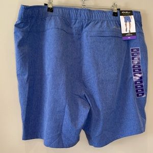 NWT Eddie Bauer XXL Men’s Blue Pull on Short, UPF50+ water repellent stretch